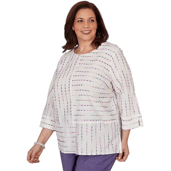 Plus Size Alfred Dunner Grand Bazaar Rainbow Stripe Blouse