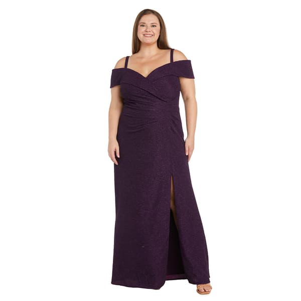 Plus Size R&M Richards Sleeveless Cold Shoulder Side Drape Gown