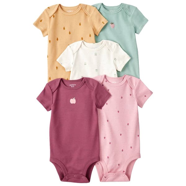 Baby Girl &#40;NB-24M&#41; Carters&#40;R&#41; 5pk. Speckled Fruit Bodysuits - image 