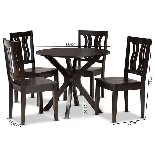 Baxton Studio Mare Dark Brown Finished Wood 5pc. Dining Set