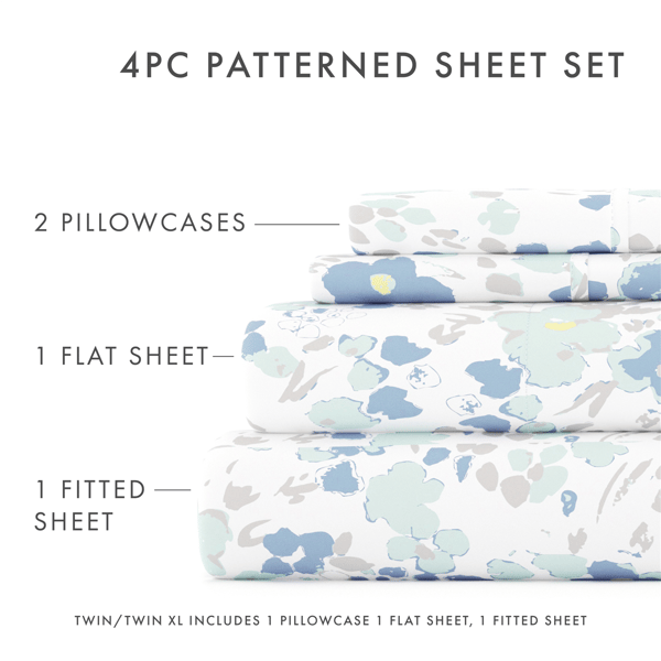Soft Essentials 4pc. Ultra Soft Garden Farmhouse Violet Sheet Set