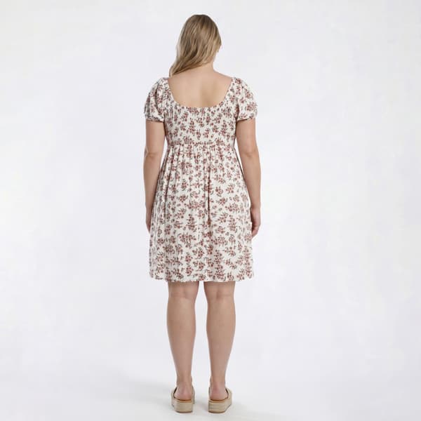 Juniors Plus Derek Heart Puff Short Sleeve Smock Bodice Dress