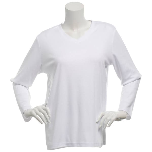 Womens Hasting & Smith Solid Long Sleeve V-Neck Tee