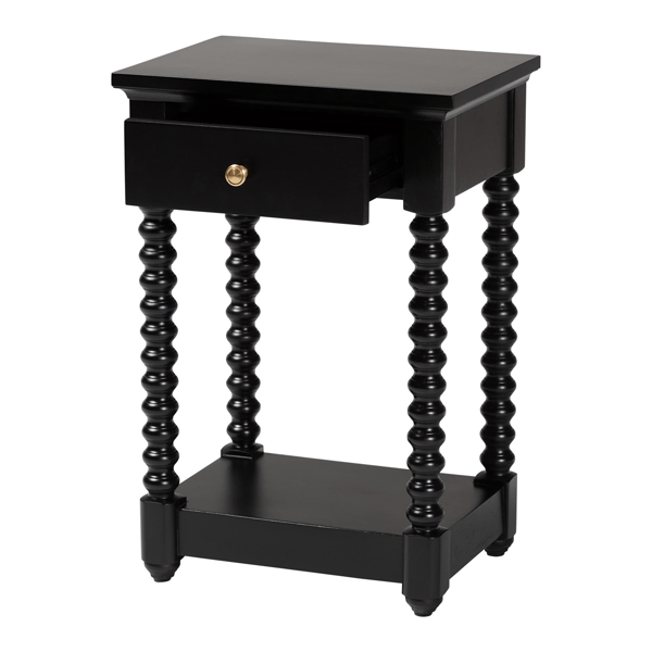 Baxton Studio Terentia Nightstand with Bobbin Legs