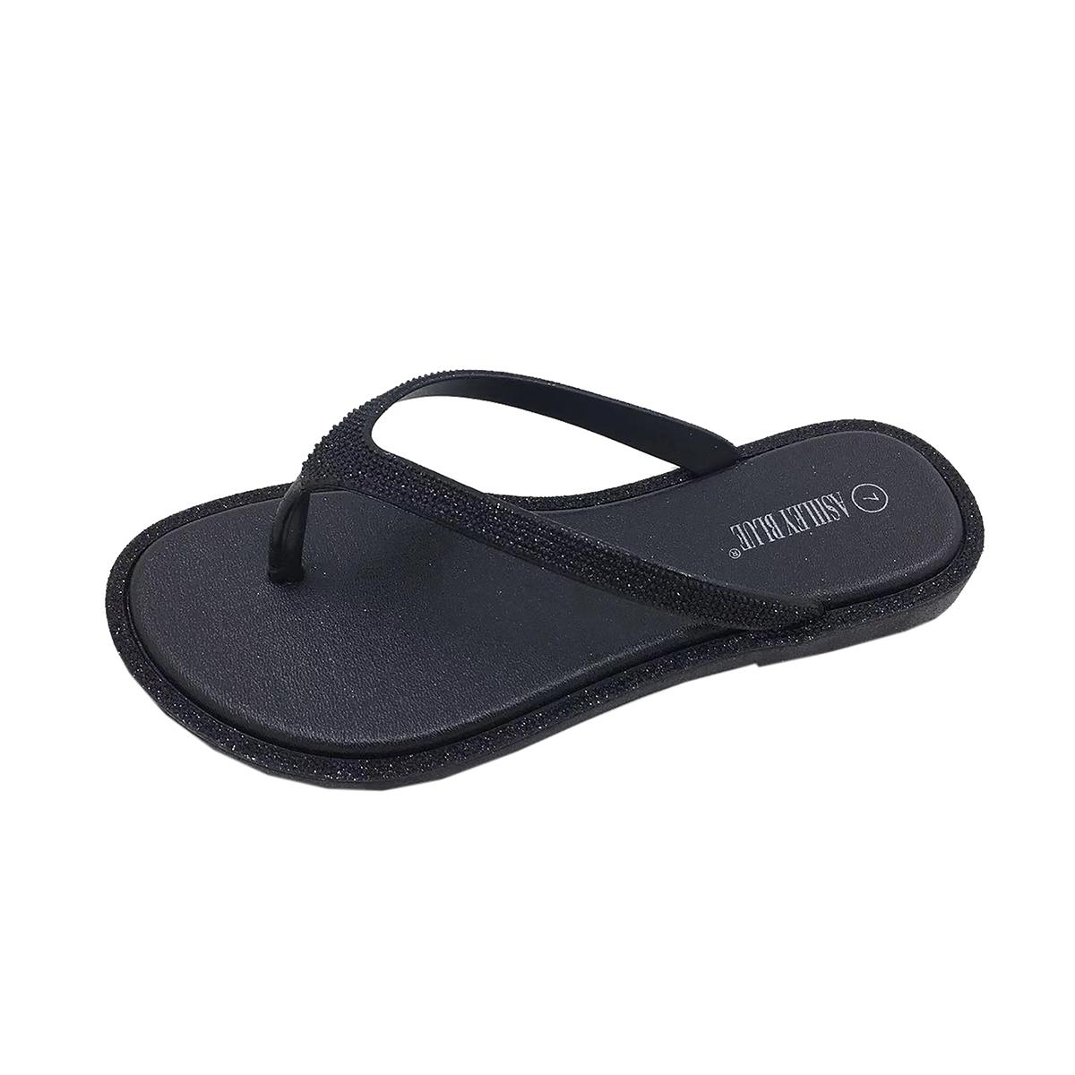 Womens Ashley Blue Flat Bottom Blown Jellies Flip Flops
