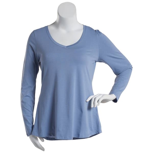 Juniors Plus Aveto Everyday Basic Long Sleeve V-Neck Tee - image 