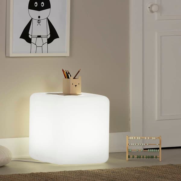 South Shore Sweedi White Lighted Kids Cube Stool - image 