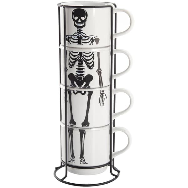 Boston Warehouse Set of 4 13oz. Stacking Skelton Mugs - image 