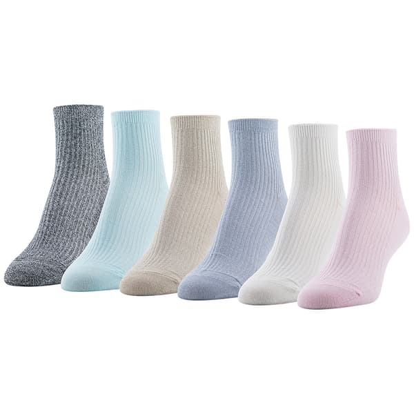 Womens Gold Toe 6pk. Simple Rib Quarter Socks