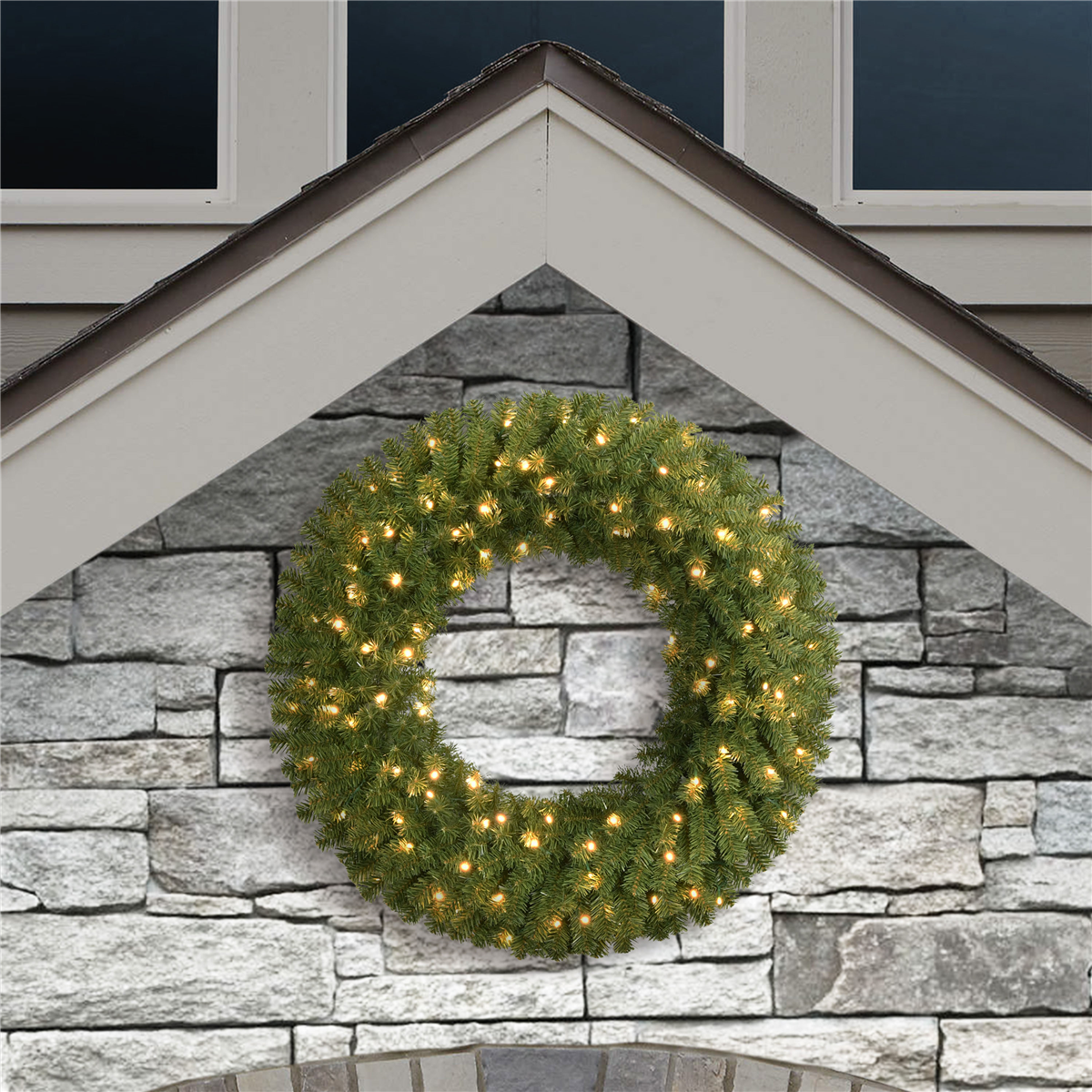 Puleo International 36in. Pre-Lit Warm White Utah Spruce Wreath