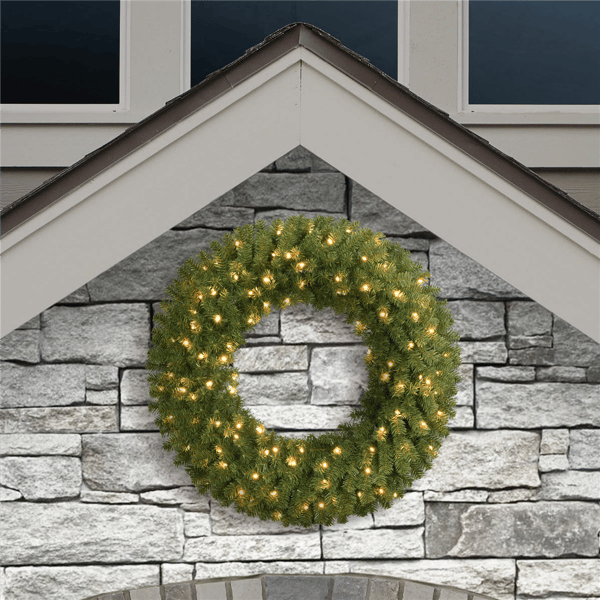 Puleo International 36in. Pre-Lit Warm White Utah Spruce Wreath