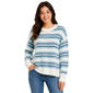 Juniors No Comment Multi Striped Brush Crew Neck Sweater - image 2