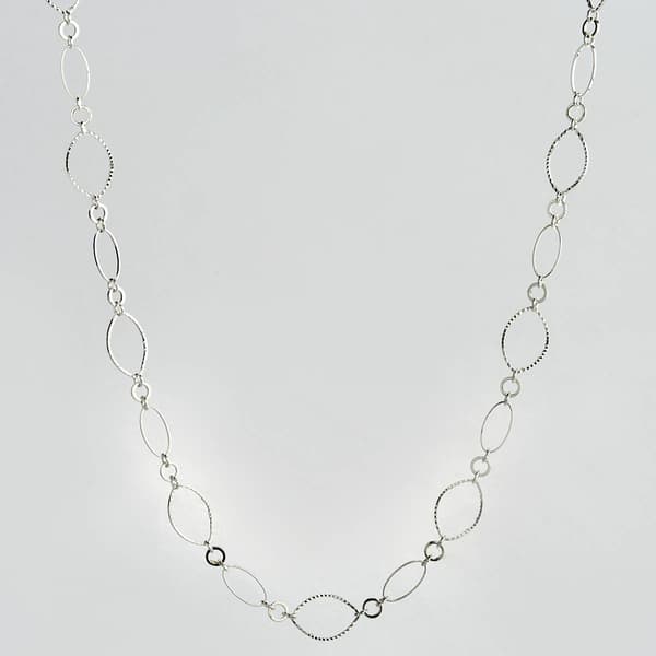 Design Collection Silver-Tone Textured Oval Link Necklace - image 