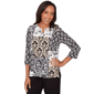 Petite Alfred Dunner Classics 3/4 Sleeve Geometric Blouse - image 3