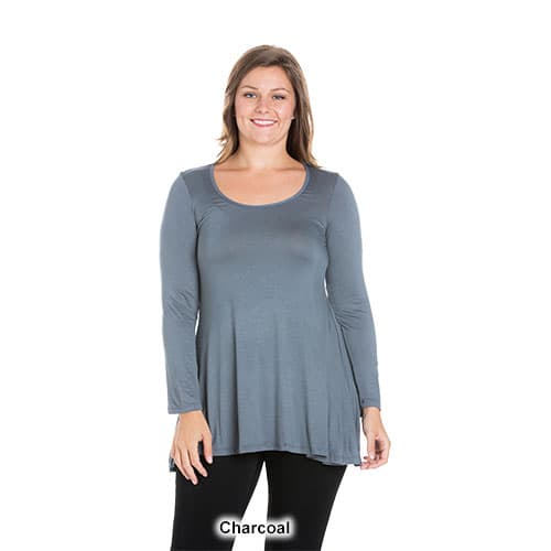 Plus Size 24/7 Comfort Apparel Poised Long Sleeve Swing Tunic Top