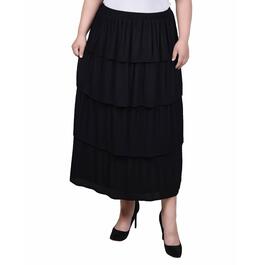 Plus Size NY Collection Tiered Dobby Pleated Skirt
