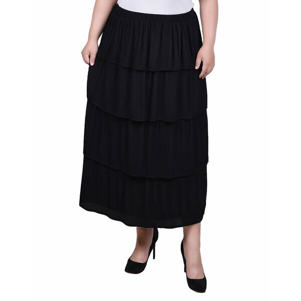 Plus Size NY Collection Tiered Dobby Pleated Skirt - image 