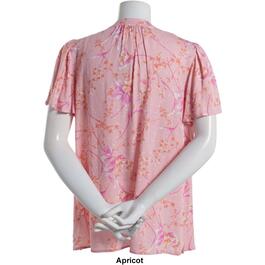 Womens Napa Valley Flutter Sleeve Floral Clip Dot Pleat Henley