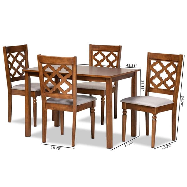 Baxton Studio Ramiro Grey/Walnut Brown Wood 5pc. Dining Set