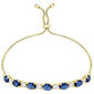 Gianni Argento Gold Lab Sapphire Oval Halo Adjustable Bracelet - image 1