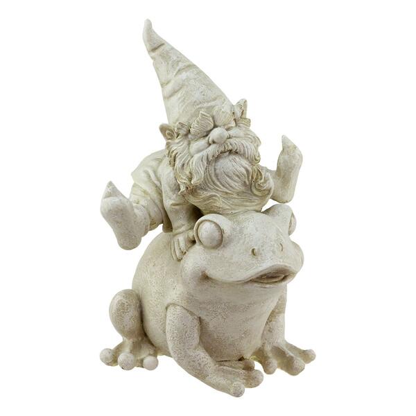 Northlight Seasonal 9.75in. Ivory Frog and Gnome Garden Statue - image 
