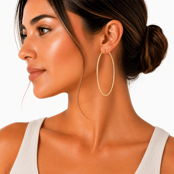 Saffron 60mm 18kt. Gold Polished Flat Bottom Hoop Earrings