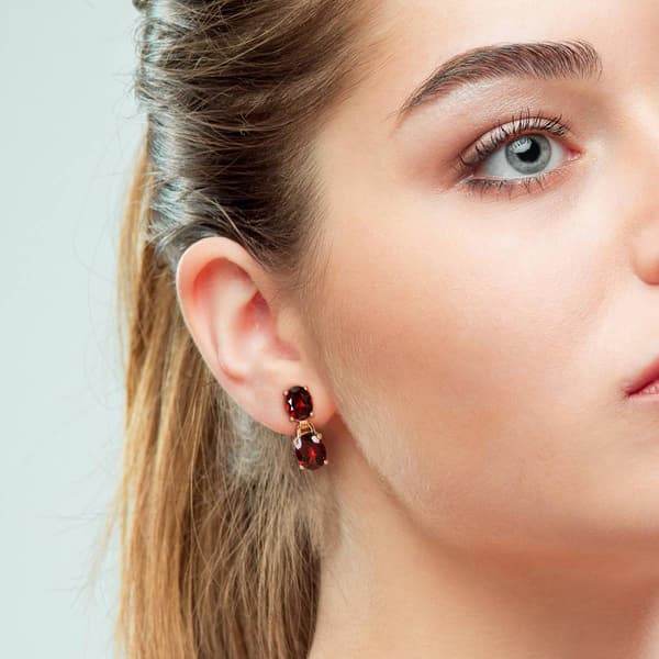 Sophia B Gold Plated 10ctw. Garnet Dangle Earrings