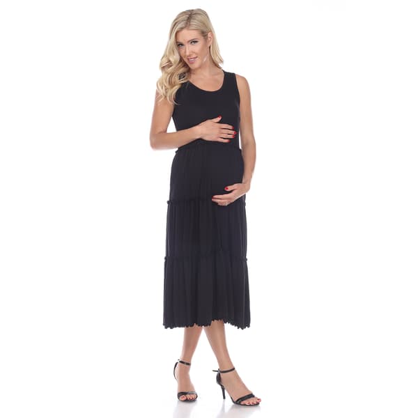 Womens White Mark Tiered Midi Maternity Dress - image 