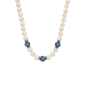 1928 16in. Silver-Tone Mother of Pearl & Blue Bead Necklace - image 1