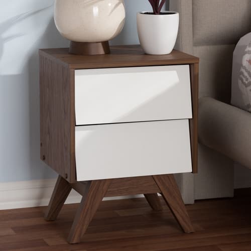 Baxton Studio Hildon 2 Drawer Storage Nightstand