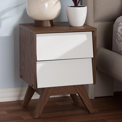 Baxton Studio Hildon 2 Drawer Storage Nightstand