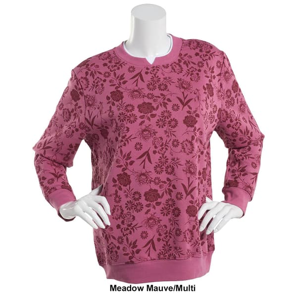Womens Hasting & Smith Long Sleeve Fleece Pattern Crew Neck Top