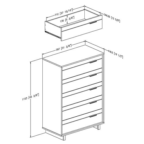South Shore Fynn 5Drawer Chest Boscov's