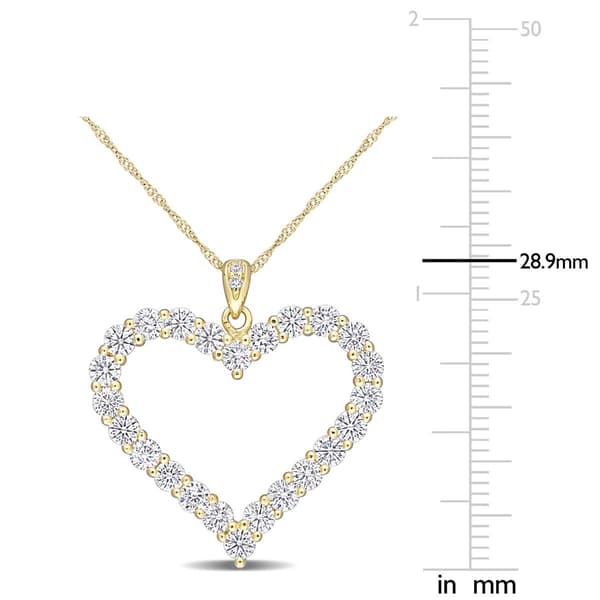 Sterling Silver 18kt. Gold Dew Moissanite Heart Pendant