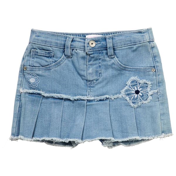 Girls (4-6x) Squeeze Pleated Floral Denim Skorts - image 