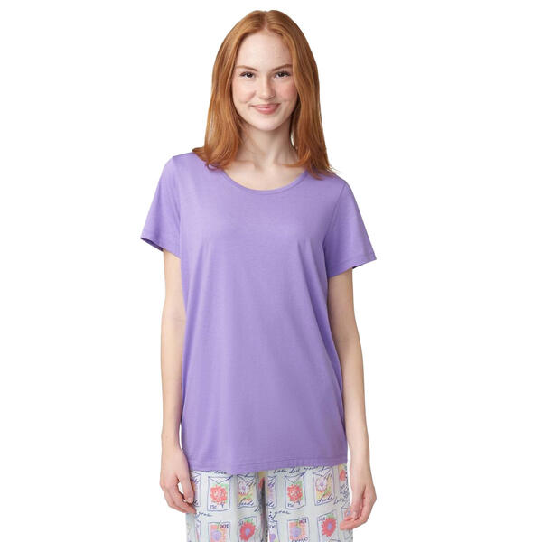 Womens HUE&#40;R&#41; Short Sleeve Solid Scoop Pajama Tee - image 
