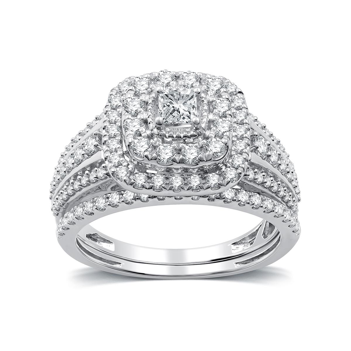 Nova Star(R) Lab Grown Diamond Double Cushion Halo Bridal Set