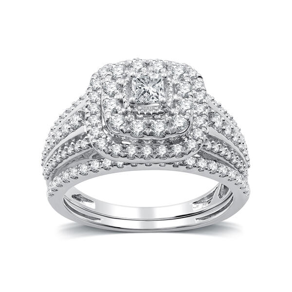Nova Star&#40;R&#41; Lab Grown Diamond Double Cushion Halo Bridal Set - image 