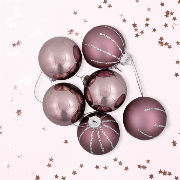 Northlight 24ct. Pink Shiny & Matte Christmas Glass Ornaments