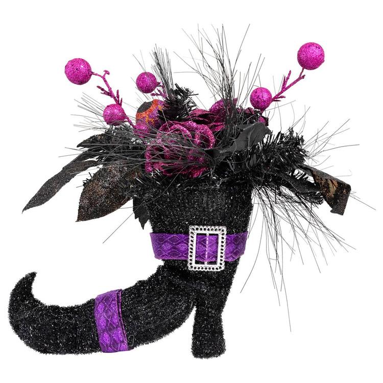 Northlight Seasonal 12in. Witch''s Boot w/ Roses Halloween Decor