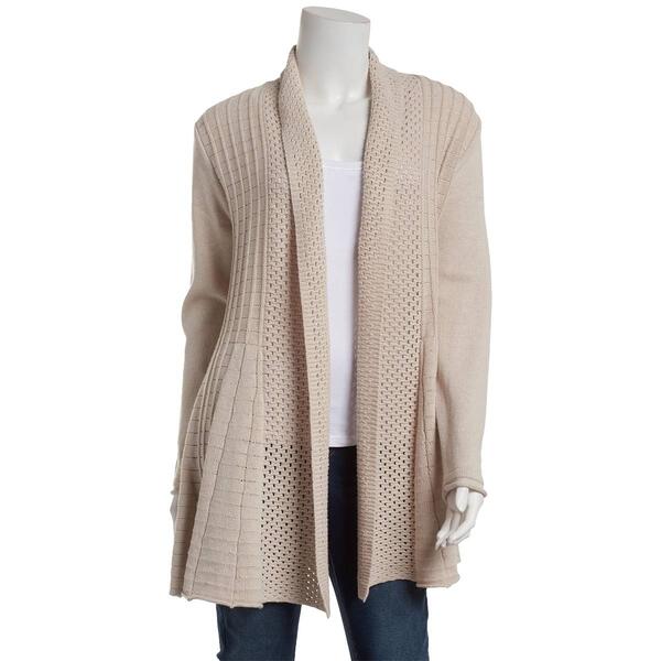 Womens Architect&#40;R&#41; Crochet Lapel Pintuck Open Flared Cardigan - image 