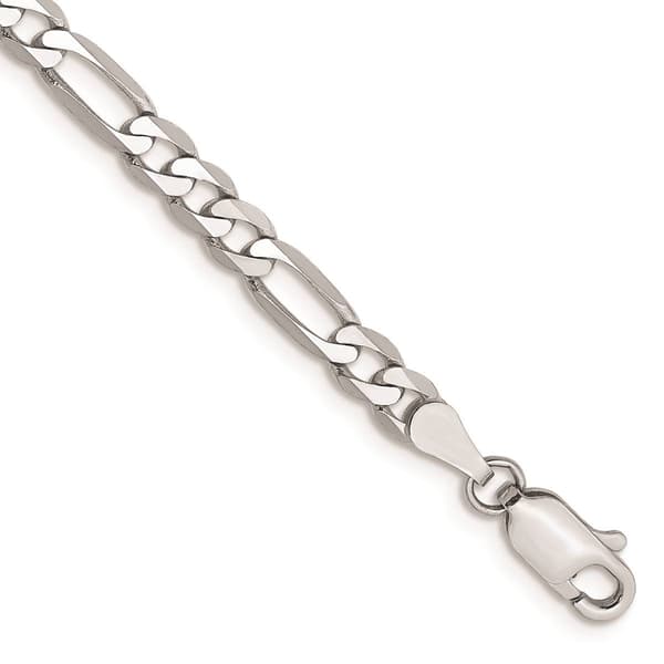 Gold Classics&#40;tm&#41; 4.0mm. 14k White Gold Flat Figaro Bracelet - image 