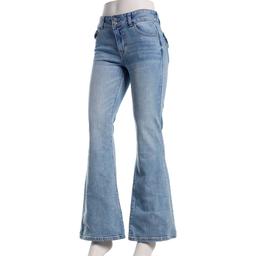 Juniors Celebrity Pink Mid Rise Back Flap Pocket Flare Jeans