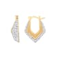 Gold over Silver Pave Crystal Pentagonal Hoop Earrings - image 1