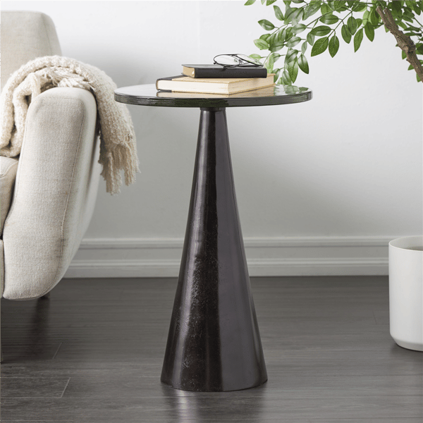 9th & Pike® Modern Black Aluminum Metal Accent Table