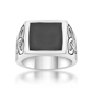 Mens Lynx Stainless Steel Black Resin Statement Ring - image 1
