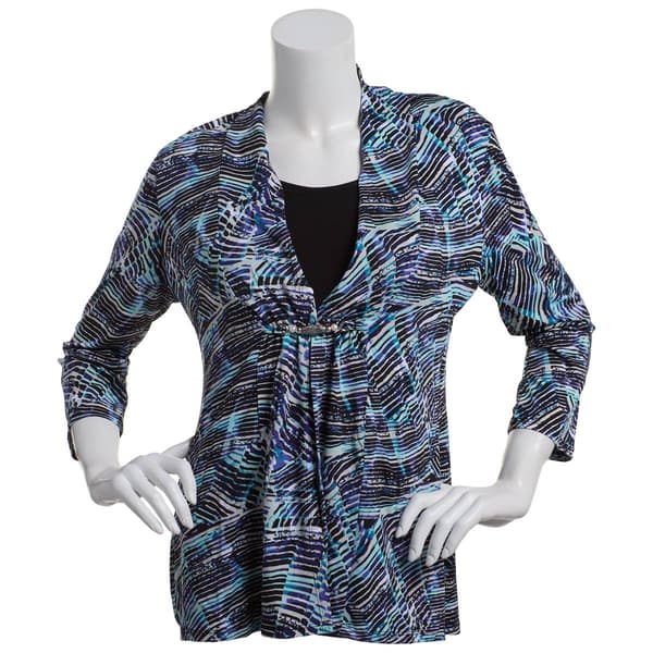 Petite Notations 3/4 Sleeve Two in One Abstract Blouse - image 