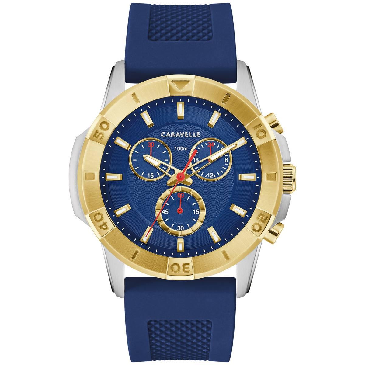 Mens Caravelle Stainless Steel Silicone Strap Watch - 45B161,Specials : American Fashion Style Bags On Sale