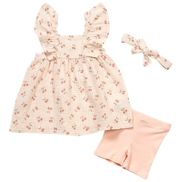 Baby Girl &#40;12-24M&#41; Emily & Oliver&#40;R&#41; 3pc. Cherry Tank & Shorts Set - image 
