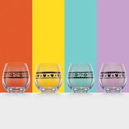 Set of 4 Disney Geometric Mickey Mouse Stemless Wine Glasses